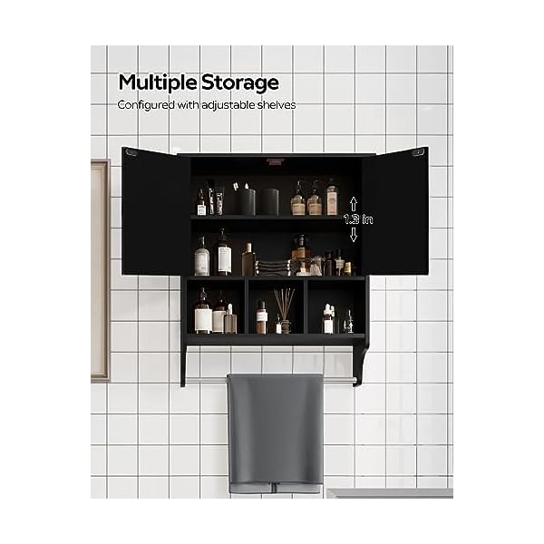   Medicine-Cabinets-Space-Saving-Wall-Cabinet-with-2-Doors-and-Adjustable-Towel-Rack-Shelves-Storage-Cabinet-for-Toilet-Bathroom-Living-Room-Kitchen-Black
