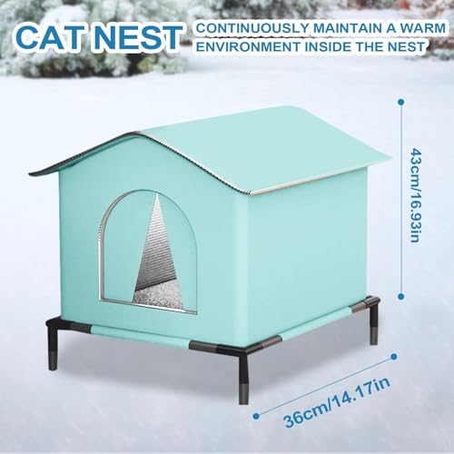 Abri pour chat d'extérieur imperméable avec plancher surélevé pour jardin