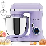 SAMSAIMO 3-IN-1 Electric Stand Mixer, 10-Speed With Pulse Button, Attachments include 6.5QT Bowl, Dough Hook, Beater, Whisk for Most Home Cooks (Purple)