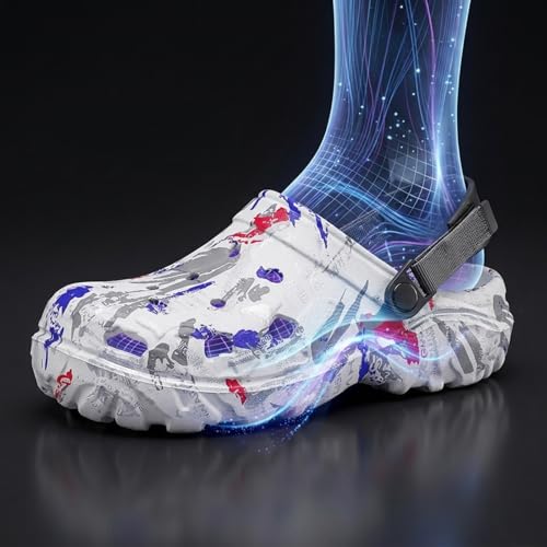 Image of FLIOZY Men's Camouflage Garden Clogs Comfortable Non-Slip Beach & Pool Mules, Lightweight Athletic Outdoor Sandals with Adjustable Back Strap