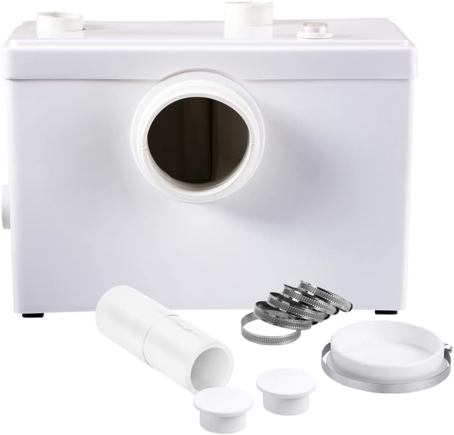 600w Sanitary Macerator Waste Pump with 3 Inlets for WC Toilet Sink Basin 35 to 40dB