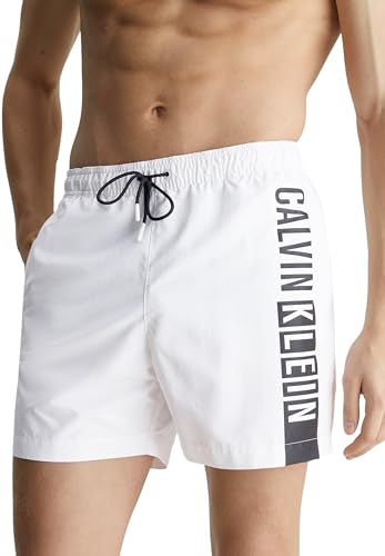Calvin Klein Bañador Hombre Medium Drawstring Pernera media, Blanco, XL