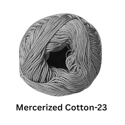 Image of VCR 4 Ply Grey 100% Mercerized Cotton Yarn, 60 Grams Hank, 190 Meters Length, Cotton Combed Ball, Smooth and Glossy Crochet Yarn for Crochet and Knitting, Pack of 1, Suitable for DIY Crafts