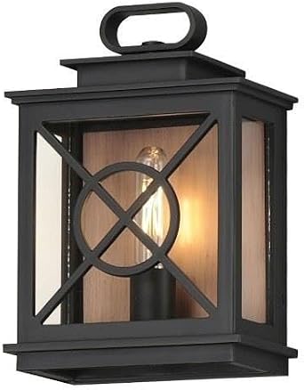 Maxim Lighting Yorktown 1-Light 12" Outdoor Wall Light | Black/Aged Copper Finish | Clear Glass Shade | Early American Outdoor Wall Light for Porches and Garages | Wet-Location Rated | 40802CLACPBK