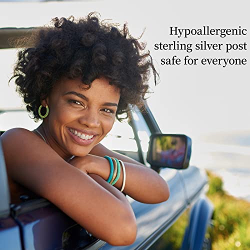 925 Sterling Silver Post Hoop Earrings for Women Gilrs Multcolors Cubic Zirconia 14K Gold Plated Chunky Silver Gold Hoop Earrings weinuo Jewelry3