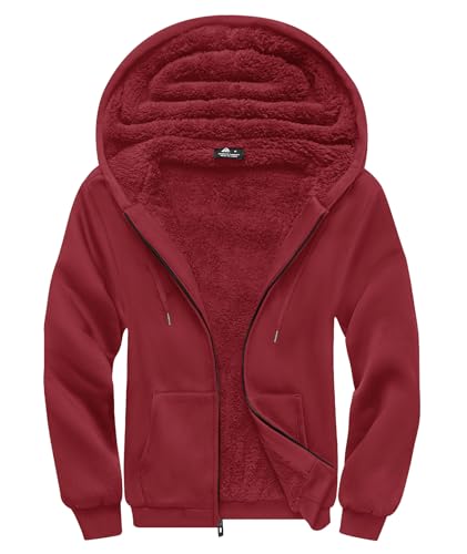 Image of SCODI Hoodies for Men Heavyweight Fleece Sweatshirt - Full Zip Up Thick Sherpa Lined Hooded Sweatshirts