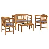 Mengtu Akazienholz-Gartenmöbel Set - Elegantes Design, Naturfarbe, 75x45x38 cm, für Terrassen und Patios Model3416311