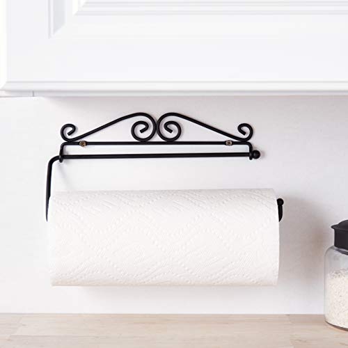 Spectrum Diversified Scroll Paper Towel Holder, Wall Mount, Black #TOP4