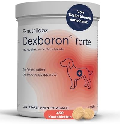 NutriLabs Dexboron® forte Hunde Kautabletten 450 STK. - Tabletten mit Teufelskralle für Hunde - Hunde Regenerationsmittel mit Weidenrinde, Weihrauchextrakt u.v.m. - Hunde Regenerat