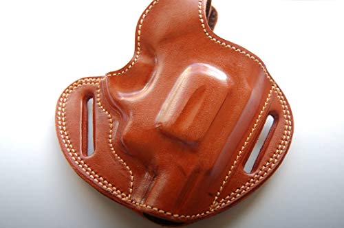 Cal38 Leather Handcrafted Belt owb Holster for Rossi M877 357 Magnum Snub Black Tan (R.H) (TAN)