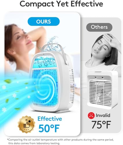 Ventilateur de climatisation portable JYew 4 en 1 avec humidificateur RVB 3 vitesses - 6