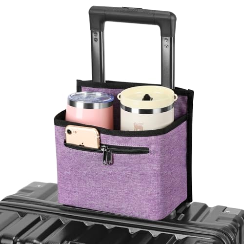 Image of Luggage Travel Cup Holder for Suitcase, Drink Carrier for Coffee Tumblers