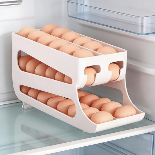 Caja de huevos para nevera auto-rodante de doble capa y estructura resistente 3