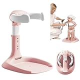 Baby Shower Stand, Baby Bath Support, Shower Standing Support with Adjustable Height and Armrest, Bath Stand with Anti-Skip and Shower Head Holder, Bath Essentials for Infants