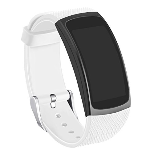 GHIJKL Compatible Gear Fit2 Bands, Silicone Replacement Strap for Samsung Gear Fit 2 & 2 Pro Tracker, White