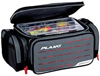 Plano Weekend Series 3500 Tackle Case, Gray Fabric, Includes 2 Stowaway Storage Boxes, Small Soft Fishing Tackle Bag for Baits & Lures, MOLLE Attachments