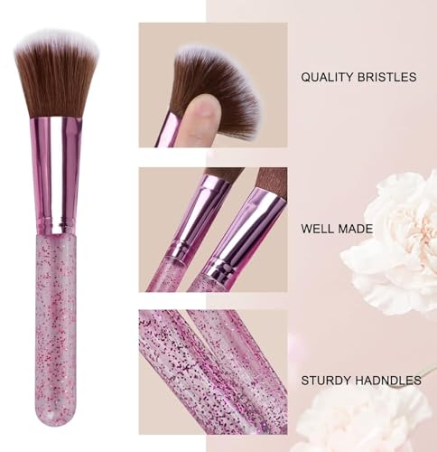 Image of HUDACRUSH Beauty Glittery 12Pcs Professional Make Up Brush with a Storage Case| For Foundation, concealer, Powder, Eyeshadow, Lipliner Etc, For Women (Glitter Pink)