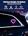 JOYTUTUS Car LED Ambient Light Solar Powered Heart Neon Light Car Led Lights Interior for Outdoor/Interior Car/Room Pink