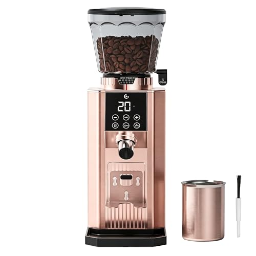 AMZCHEF Conical Burr Coffee Grinder, Espresso Grinder with 45 Grind Settings, Anti-Static Electric Coffee Bean Mill with Touchscreen Timer, 40mm Stainless Steel Burr