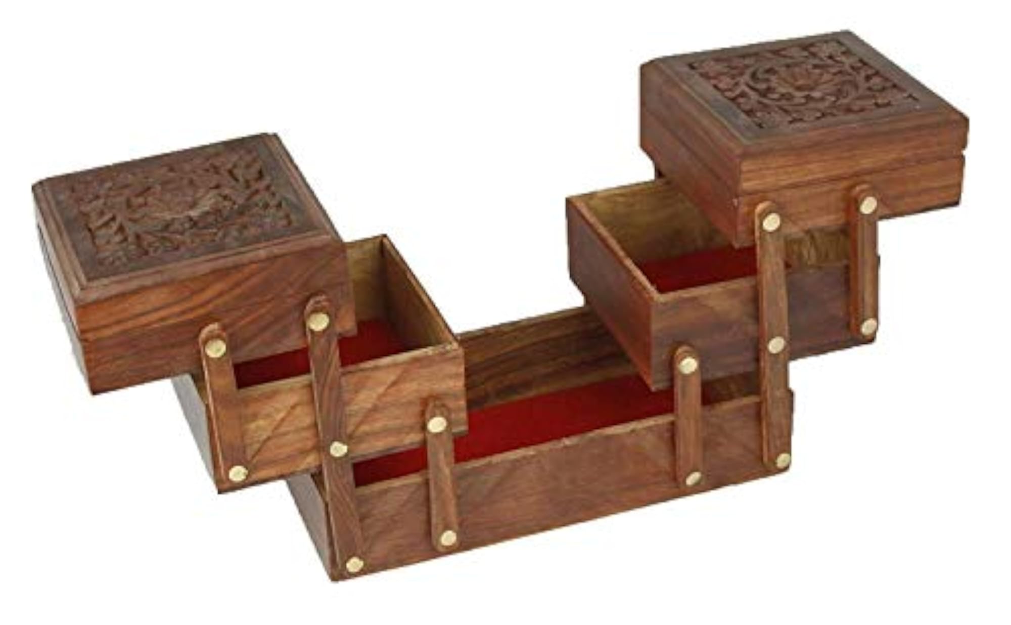 Handcrafted Wooden Jewellery Box with Brass Inlay