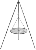 GRILLPLANET Schwenkgrill Grillrost 50 cm Edelstahl rund mit 2,10 m Dreibein verzinkt