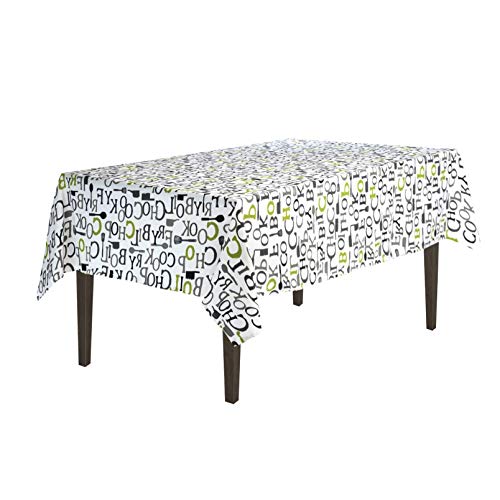LTC LINENS LinenTablecloth Rectangular Cotton Chef Print Tablecloth, 58 x 70-Inch