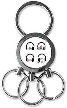 DIYthinker Colorful Headset Music Listening Pattern Stainless Steel Metal Key Chain Ring Car Keychain Keyring Clip Gift image 2