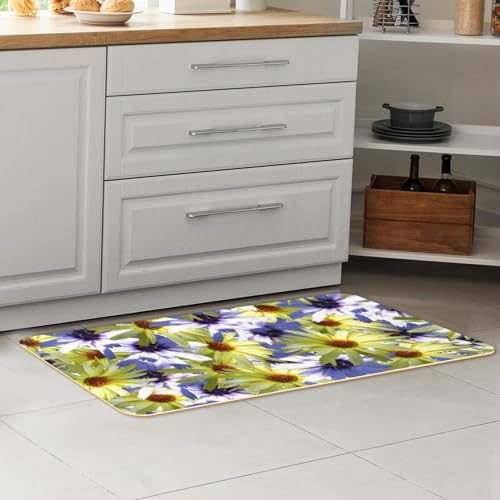 Alfombra de cocina absorbente y antideslizante con estampado floral lavable 7