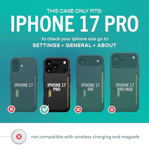 Image of Smartish iPhone 17 Pro Wallet Case + Screen Protector - [Slim + Protective] Phone Case Credit Card Holder + 2-Pack Tempered Glass Screen Protectors for Apple iPhone 17 Pro - Black Tie Affair