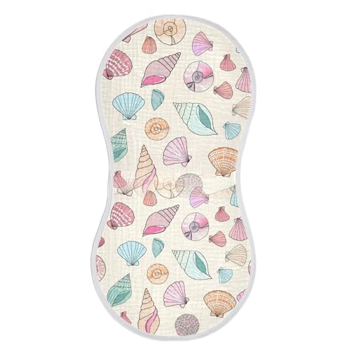 Muslin Baby Burp Cloths, Colorful Seashells Cotton Soft Burp Cloths for Newborns​​, Extra Absorbent Burp Cloths 4-Pack​​, 22 x 11 Inch2