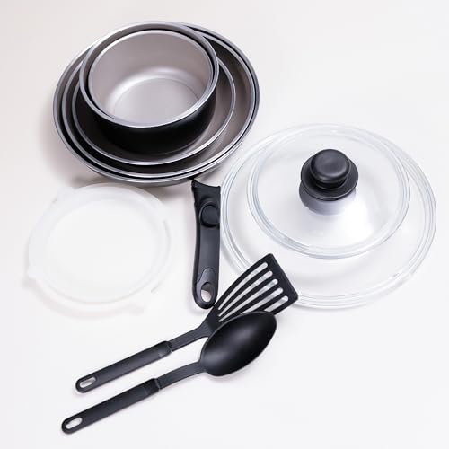 Kamberg – Batterie de Cuisine 12 pcs – Induction – Made in France – Sans PFOA/PFAS – Avec 2 couvercles Pyrex® Ø18-20 cm