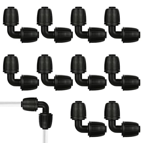 Menibeuty 10PCS Conector de Manguera de Goteo Exudante L Tubo Riego 16mm, Tuberia Goteo 16mm Riegos Exudante, Manguera Riegos Goteo, Codo de Riego para Mangueras Jardín Accesorios de Riego