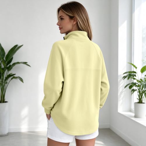 Fleece Pullover Women Cozy Drop Shoulder Mock Neck Quarter Zip Sweatshirt - image 5