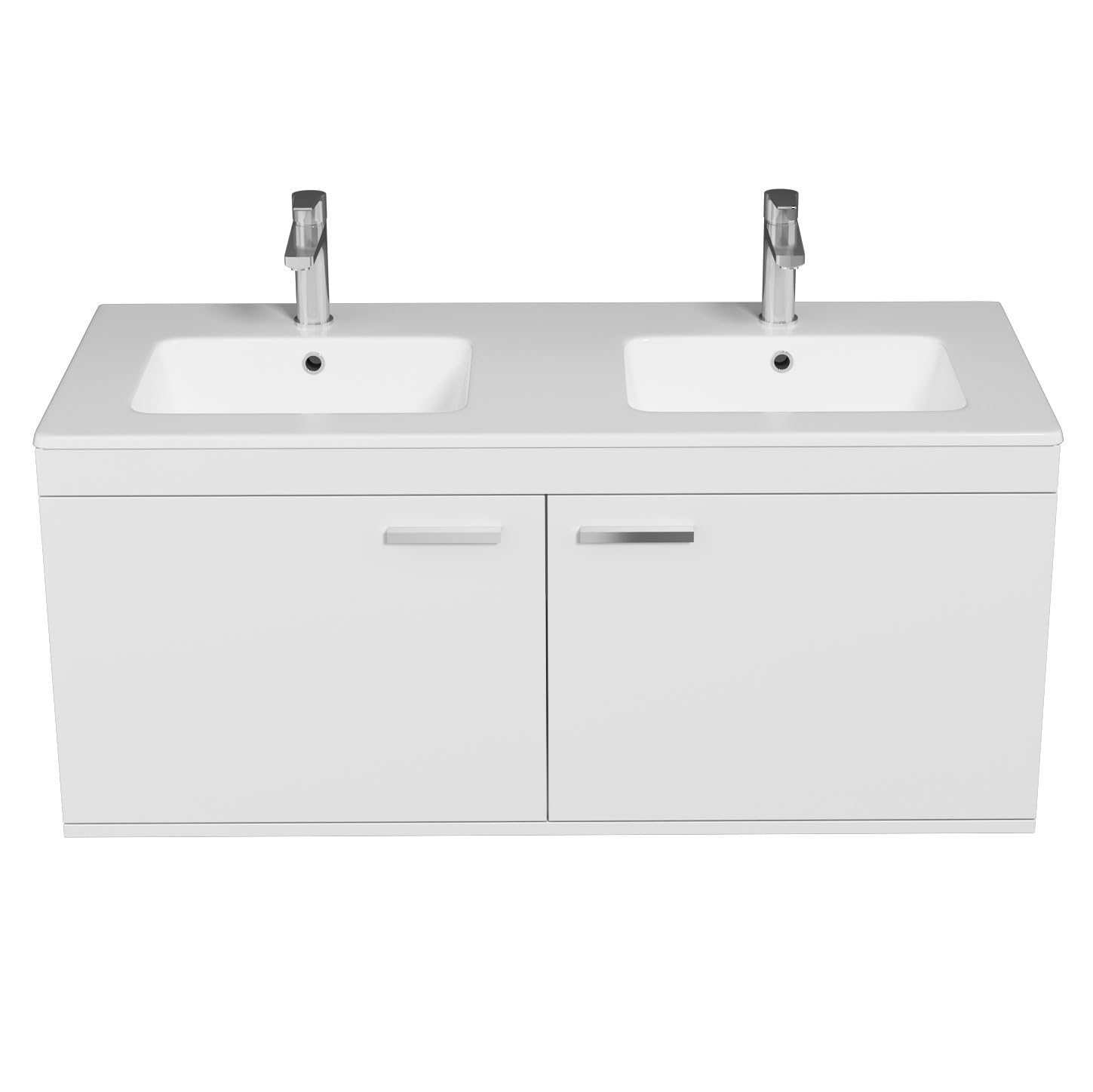 SANIVERRE RUBITE Meuble Salle de Bain Double Vasque 2 Portes Blanc Largeur 120 cm