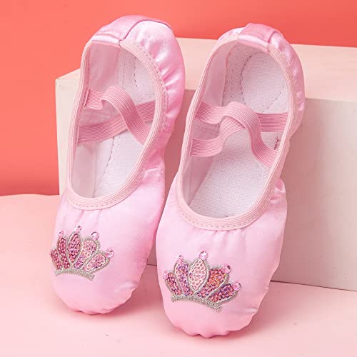 Pink Ballet Shoes Girls Satin Dance Practice Slippers Soft Lightweight with Elastic Laces for Yoga3