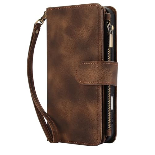 Étui à rabat en cuir marron avec fermeture magnétique pour protection Galaxy S20
