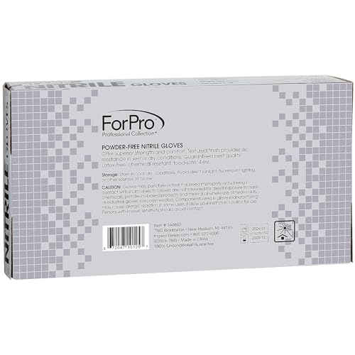 ForPro Professional Collection Disposable Nitrile Gloves, Chemical Resistant, Powder-Free, Latex-Free, Non-Sterile, Food Safe, 4 Mil, Black, X-Large, 100-Count