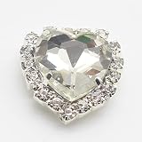 20pcs Heart Shape Sewing Buttons Glass Crystal with Rhinestone Buttons for Clothing Silver Metal Bra