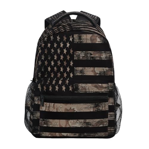 Sac à dos rétro drapeau américain vintage avec étiquette de nom