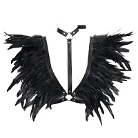 BBOHSS Damen Körper Harness Federn Leder BH Mode Punk Hollow Gothic Karneval Halloween Party Tanz BHS Zubehör (Schwarz)