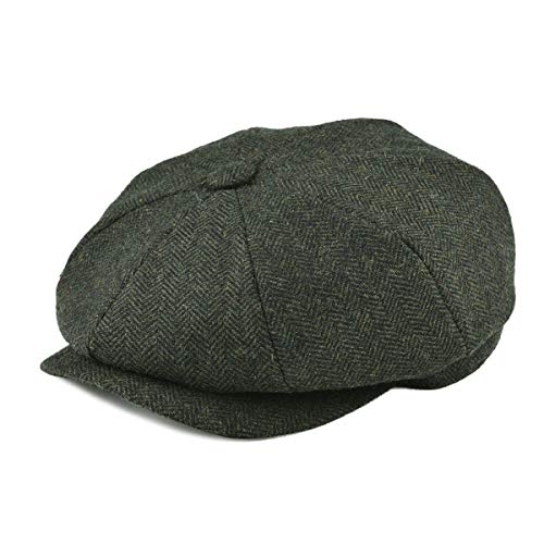 BOTVELA Men's 8 Piece Wool Blend Newsboy Flat Cap Herringbone Pattern Tweed...