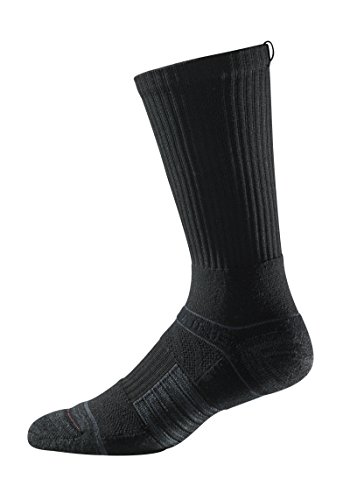Strideline Basic Crew Socks | Quad-Ply Yarn Padding, Direct Compression and Zoned Cushioning, 1 Pack (Black, Small)