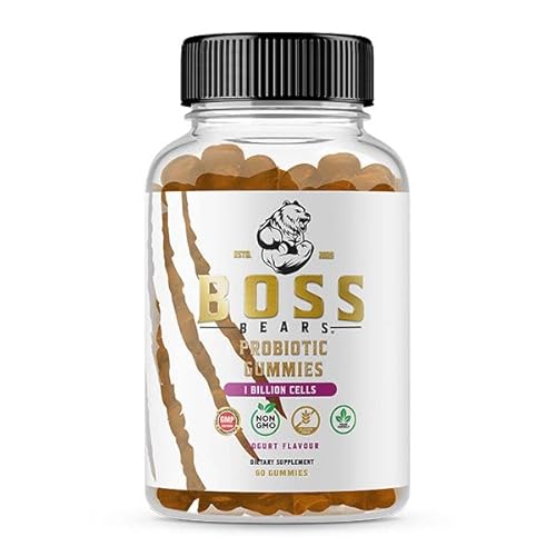 Boss Bears Probiotic Gummies, Vegan Digestive Aid, Healthy Balance, Great Tasting Daily Vitamin (30 Servings, Yogurt)