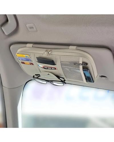 Filet de Rangement Pare-Soleil Voiture Fini le Désordre Pochette Élastique Grise