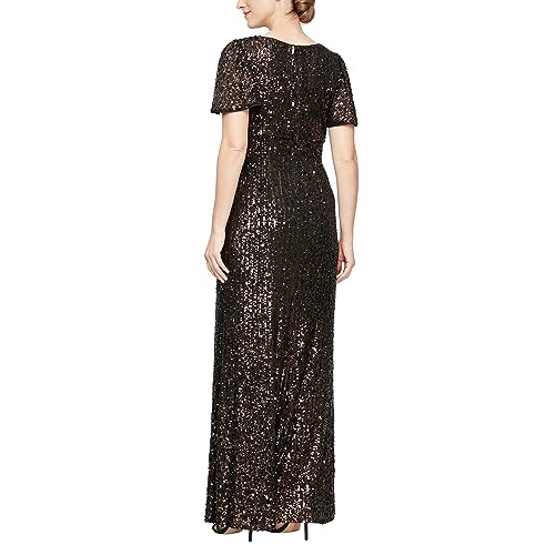 Image of Alex Evenings Women's Long Stretch Sequin Bodice Mother of The Bride Dress with Empire Waist (Petite and Regular Sizes)