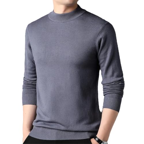 Men Half High Collar Pullover Winter Sweaters Casual Solid Slim Fit Knit Tops