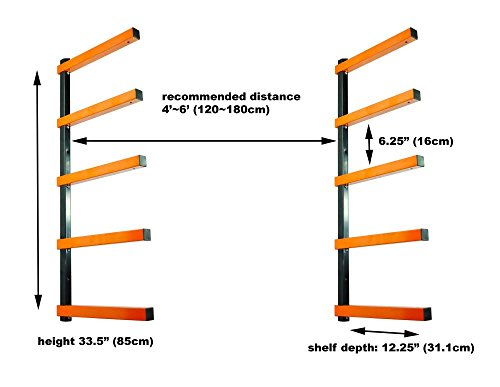 KASTFORCE KF1005 Lumber Storage Rack 5-Level System 110lbs (50kg) per Level Lumber Rack Wood Rack Workshop Rack with Durable Sheet Metal Screws