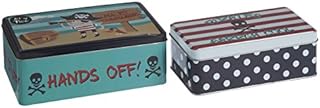 Premier Housewares 507318 Kitchen Storage Tin, Rectangular, Multi-Colour, Set of 2 - Pirate, 13 x 20 x 7 cm