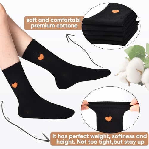 Image of Corlap Women's Cotton Crew Calf Socks - 5 Pairs Ankle High Dress Casual Socks, Fun Cute Heart Gifts for Mom Mother