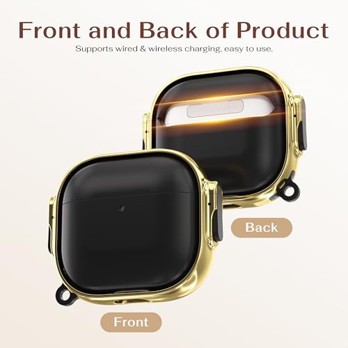 Image of Maxjoy for AirPods 4 Case, Clear AirPod 4th Generation Case Protective Soft Cute AirPod 4 Cover for Women Girly with Keychain for AirPods 4 Cover 2024,Gold /Black